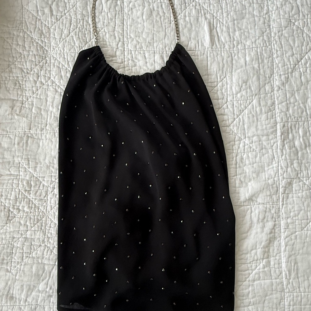 Express Backless Black Halter Top with Silver Accents